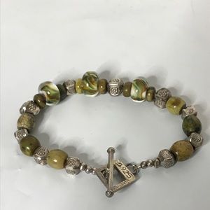 Sterling Silver 925 Swirly Glass Bead Bracelet